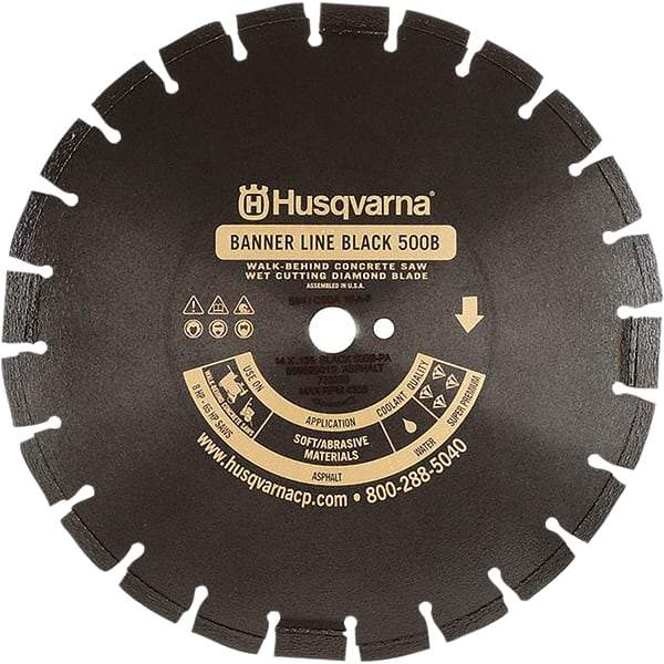 Husqvarna - 20" Diam, 1" Arbor Hole Diam, Continuous Edge Tooth Wet & Dry Cut Saw Blade - Diamond-Tipped, General Purpose Action, Standard Round Arbor - Best Tool & Supply