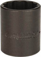 Proto - 1-1/8", 1/2" Drive, Standard Hand Socket - 12 Points, 1-3/4" OAL, Alloy Steel, Black Finish - Best Tool & Supply