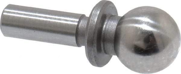 Jergens - 1/4" Ball Diam, 1/8" Shank Diam, Steel Inspection Tooling Ball - Slip-Fit Shank, 9/16" Ball Center to Shank Bottom, 0.2" Ball Center to Shoulder Bottom, with Shoulder - Best Tool & Supply