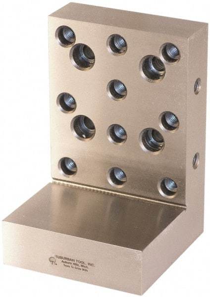 Suburban Tool - 4" Wide x 6" Deep x 4" High Steel Precision-Ground Angle Plate - Standard Plate, Machined Holes on Surface, Open End, 1-1/4" Thick, Pair of Plates - Best Tool & Supply