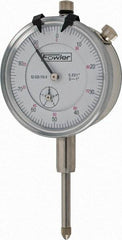 Fowler - 1" Range, 0-100 Dial Reading, 0.001" Graduation Dial Drop Indicator - 2-1/4" Dial, 0.1" Range per Revolution, Revolution Counter - Best Tool & Supply