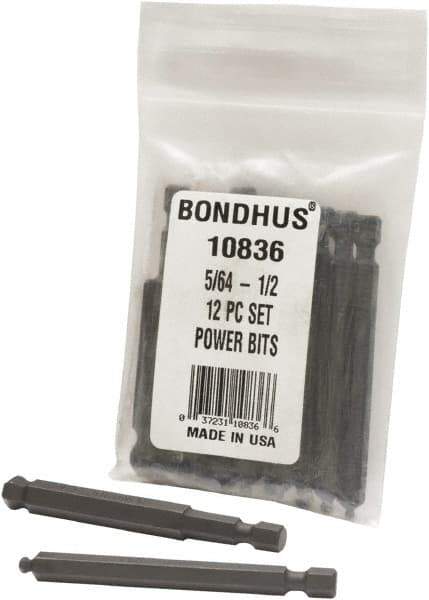 Bondhus - Hex Driver Sets - MP 5/64-1/2" 12PC POWER BIT SET-BONDHUS - Best Tool & Supply