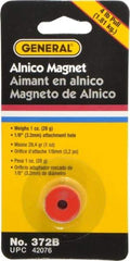 General - 3/4" Diam, 1/8" Hole Diam, 4 Lb Max Pull Force Alnico Button Magnet - 1/2" High - Best Tool & Supply