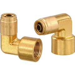 Metal Push-To-Connect Tube Fittings; Fitting Type: ELBOW; Connection Type: Push-to-Connect x FNPT; Material: Brass; Thread Size: 3/8″; Tube Outside Diameter: 1/4; Fitting Shape: 90 ™ Elbow; Maximum Working Pressure (Psi - 3 Decimals): 250.000; Standards: