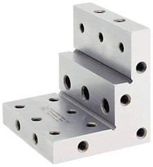 Suburban Tool - 3" Wide x 2-3/4" Deep x 3" High Steel Precision-Ground Angle Plate - Stepped Plate, Machined Holes on Surface, Open End, 9/16" Thick, Single Plate - Best Tool & Supply