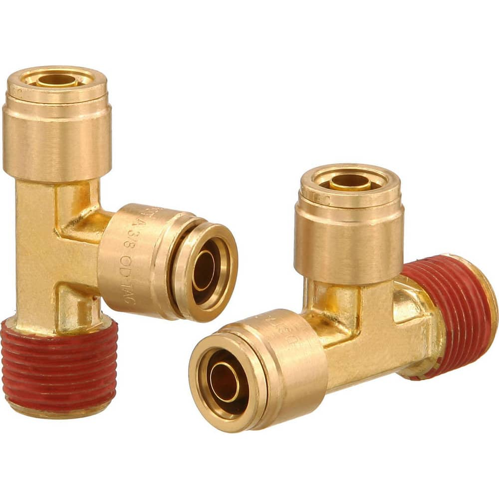 Metal Push-To-Connect Tube Fittings; Fitting Type: TEE RUN; Connection Type: Push-to-Connect x MNPT; Material: Brass; Thread Size: 3/8″; Tube Outside Diameter: 1/2; Fitting Shape: Tee; Maximum Working Pressure (Psi