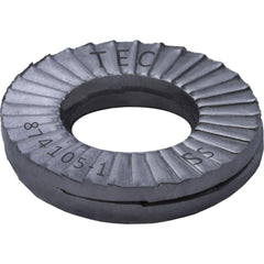 Wedge Lock Washers; Thread Size: 9/16; M14; Material: Stainless Steel; Inside Diameter: 0.598 in; Outside Diameter: 1.209 in; Finish: Uncoated; Hardness: Kolsterize Case Hardened; Standards: MIL-STD-1312-7   ISO 9001:2008    ISO TS16949; Thickness: 3.2 in