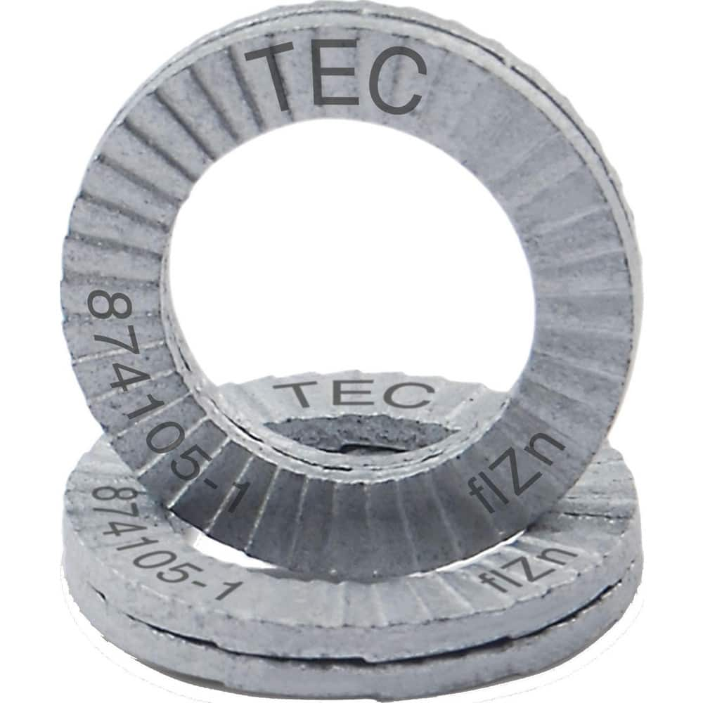 Wedge Lock Washers; Thread Size: #8; M4; Material: Steel; Inside Diameter: 0.173 in; Outside Diameter: 0.299 in; Finish: Zinc Plated; Hardness: 465 HV Min; Standards: MIL-STD-1312-7   ISO 9001:2008    ISO TS16949; Thickness: 1.8 in