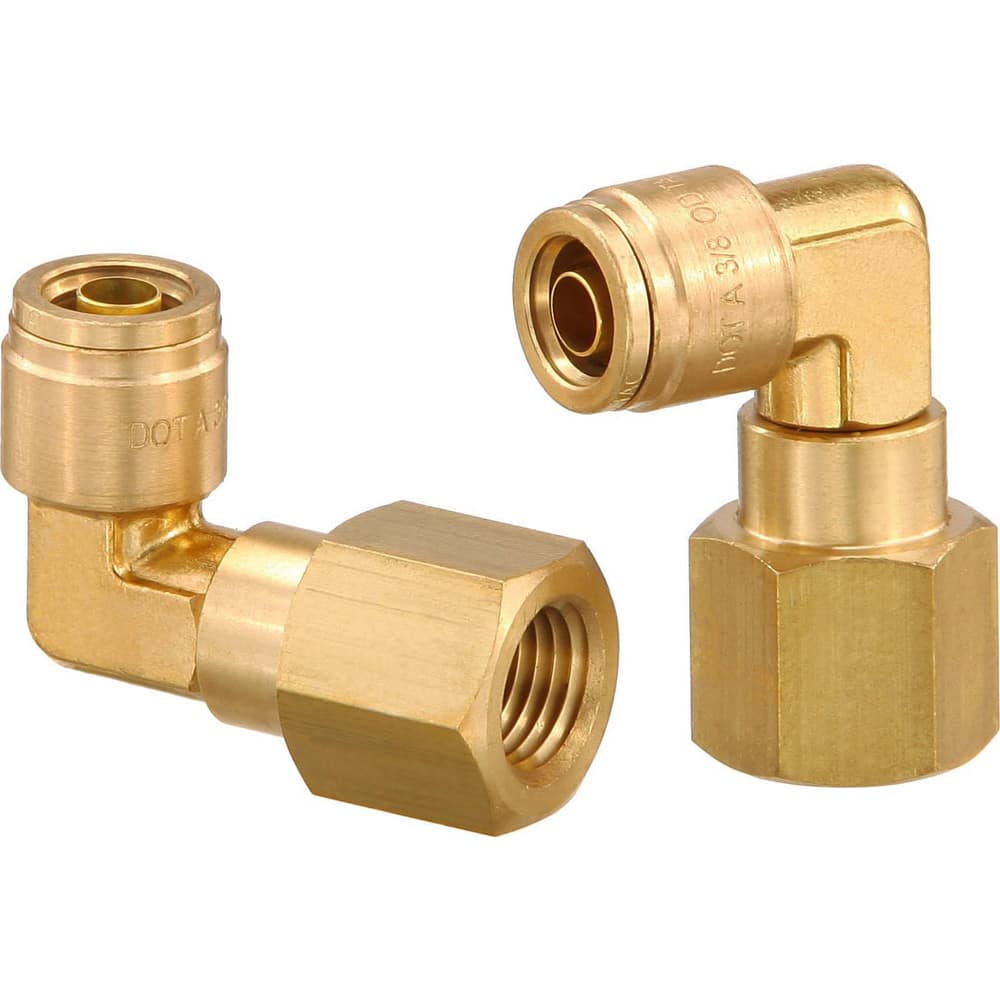 Metal Push-To-Connect Tube Fittings; Fitting Type: EL SWV; Connection Type: Push-to-Connect x FNPT; Material: Brass; Thread Size: 1/8″; Tube Outside Diameter: 1/4; Fitting Shape: 90 ™ Elbow; Maximum Working Pressure (Psi - 3 Decimals): 250.000; Standards: