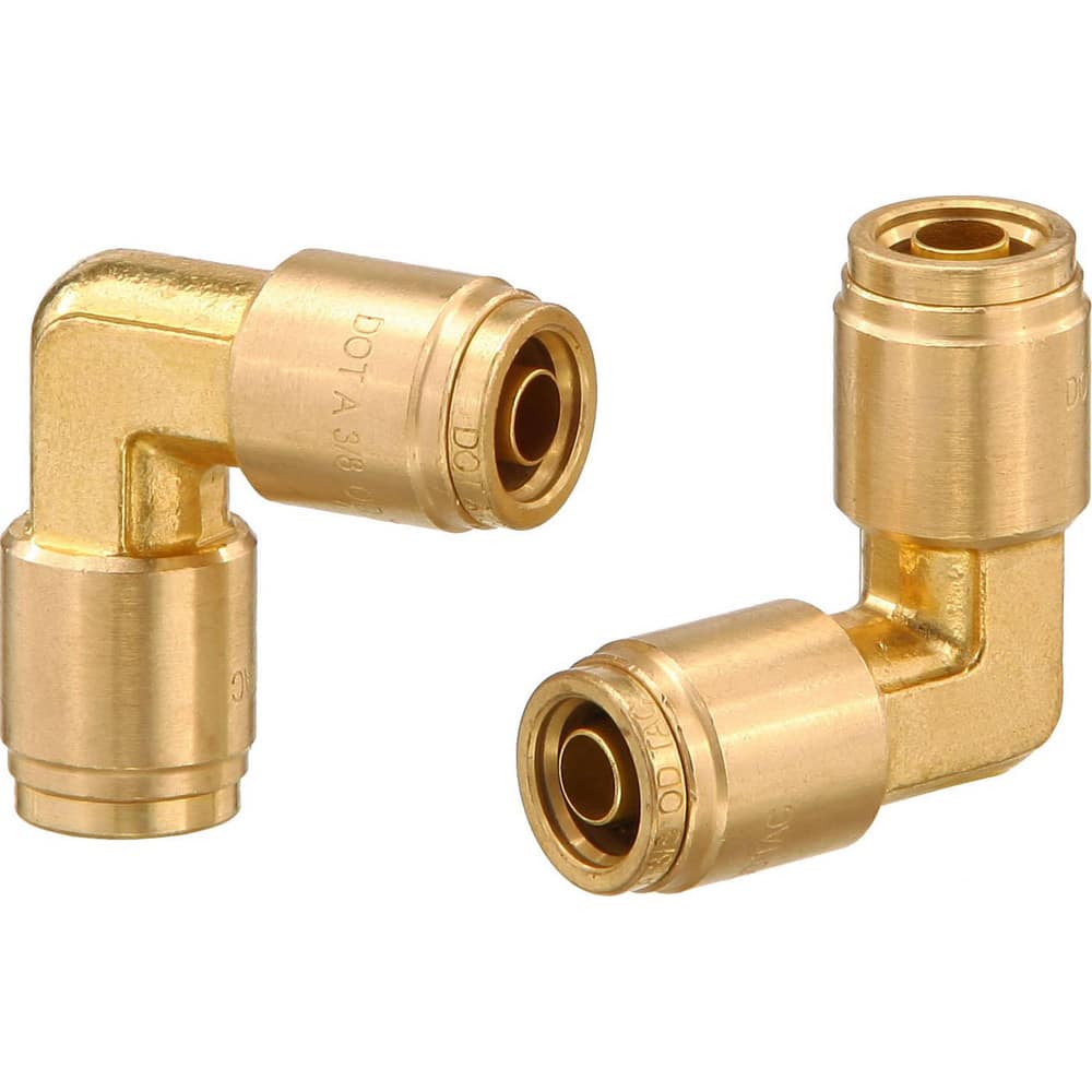 Metal Push-To-Connect Tube Fittings; Fitting Type: ELBOW UNION; Connection Type: Push-to-Connect; Material: Brass; Tube Outside Diameter: 3/8; Fitting Shape: 90 ™ Elbow; Maximum Working Pressure (Psi - 3 Decimals): 250.000; Standards: DOT; End Connections