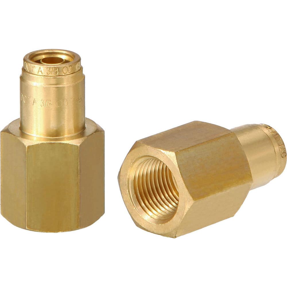 Metal Push-To-Connect Tube Fittings; Fitting Type: CONN; Connection Type: Push-to-Connect x FNPT; Material: Brass; Thread Size: 3/8″; Tube Outside Diameter: 1/2; Fitting Shape: Straight; Maximum Working Pressure (Psi - 3 Decimals): 250.000; Overall Length