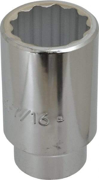 Proto - 1-7/16", 1/2" Drive, Deep Hand Socket - 12 Points, 3-1/2" OAL, Chrome Finish - Best Tool & Supply