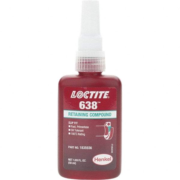 Loctite - 50 mL, Green, High Strength Retaining Compound - Series 638 - Best Tool & Supply