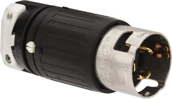 Hubbell Wiring Device-Kellems - 250 VAC, 50 Amp, NonNEMA Configuration, Industrial Grade, Self Grounding Plug - 3 Phase, 3 Poles, IP20, 0.83 to 1-1/4 Inch Cord Diameter - Best Tool & Supply