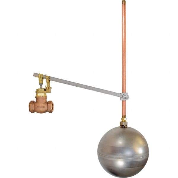 Control Devices - 1/2" Pipe, Brass & Bronze, Globe Pattern-Single Seat, Mechanical Float Valve - 100 psi, FIP x FIP End Connections - Best Tool & Supply