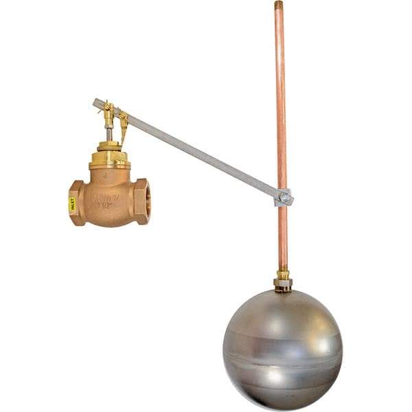 Control Devices - 1" Pipe, Brass & Bronze, Globe Pattern-Single Seat, Mechanical Float Valve - 100 psi, FIP x FIP End Connections - Best Tool & Supply