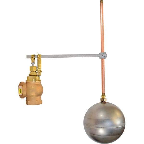 Control Devices - 1" Pipe, Brass & Bronze, Angle Pattern-Single Seat, Mechanical Float Valve - 100 psi, FIP x FIP End Connections - Best Tool & Supply