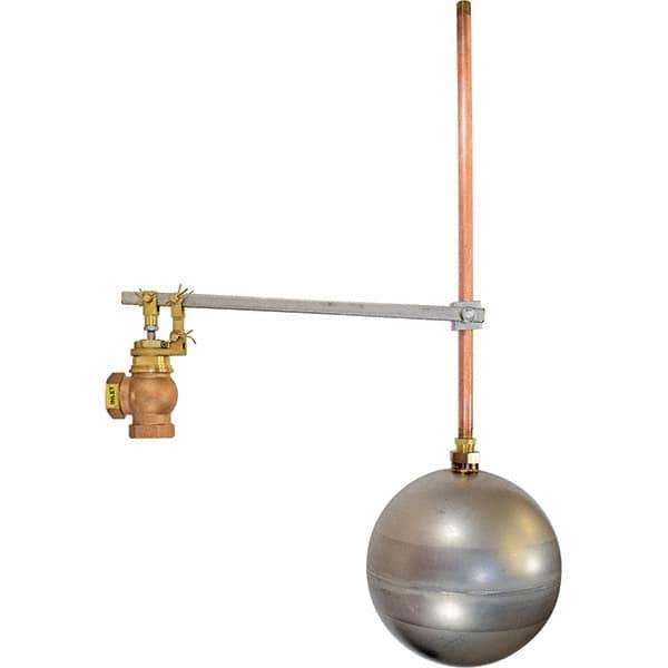 Control Devices - 3/4" Pipe, Brass & Bronze, Angle Pattern-Single Seat, Mechanical Float Valve - 100 psi, FIP x FIP End Connections - Best Tool & Supply