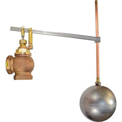 Control Devices - 2" Pipe, Brass & Bronze, Angle Pattern-Single Seat, Mechanical Float Valve - 75 psi, FIP x FIP End Connections - Best Tool & Supply