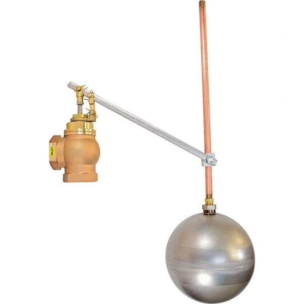 Control Devices - 1" Pipe, Brass & Bronze, Angle Pattern-Single Seat, Mechanical Float Valve - 100 psi, FIP x FIP End Connections - Best Tool & Supply