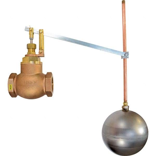 Control Devices - 2" Pipe, Brass & Bronze, Globe Pattern-Single Seat, Mechanical Float Valve - 75 psi, FIP x FIP End Connections - Best Tool & Supply