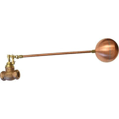 Control Devices - 1-1/4" Pipe, Brass & Bronze, Globe Pattern-Double Seat, Mechanical Float Valve - 100 psi, FIP End Connections - Best Tool & Supply