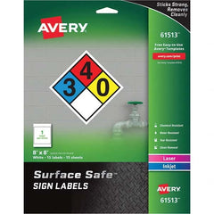 AVERY - Pack of (15), 8" x 8" White Polyester Durable Square Labels - Best Tool & Supply