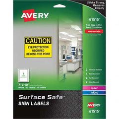 AVERY - Pack of (15), 7" x 10" White Polyester Durable Square Labels - Best Tool & Supply