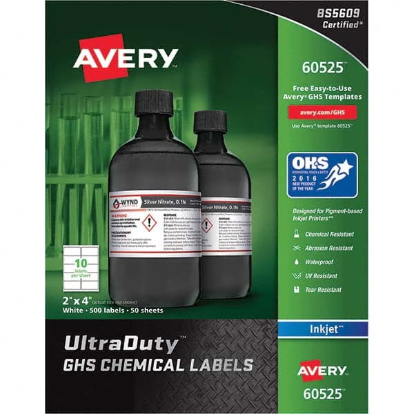 AVERY - Pack of (500), 2" x 4" White Synthetic Film ID Labels - Best Tool & Supply