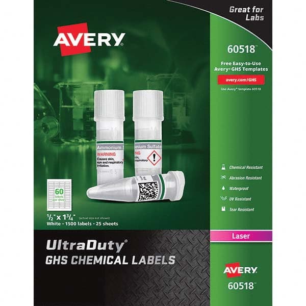 AVERY - Pack of (1500), 1" x 1-3/4" White Synthetic Film ID Labels - Best Tool & Supply