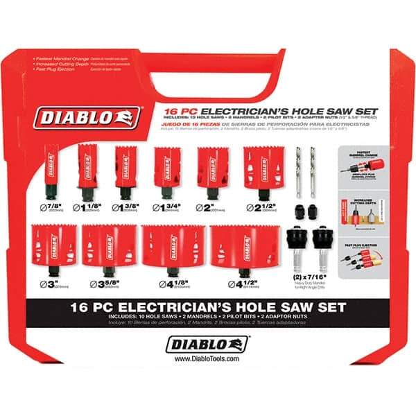 Freud - Hole Saw Kits Minimum Saw Diameter (Inch): 7/8 Maximum Saw Diameter (Inch): 4-1/2 - Best Tool & Supply