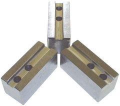 H & R Manufacturing - 1.5mm x 60° Serrated Attachment, Square Soft Lathe Chuck Jaw - 3 Jaws, Steel, 1.69" Btw Mount Hole Ctrs, 6-1/2" Long x 2-1/2" Wide x 2-1/2" High, 1" Groove, 20mm Fastener - Best Tool & Supply