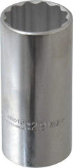 Proto - 1/2" Drive, Deep Hand Socket - 12 Points, 3-1/4" OAL, Chrome Finish - Best Tool & Supply