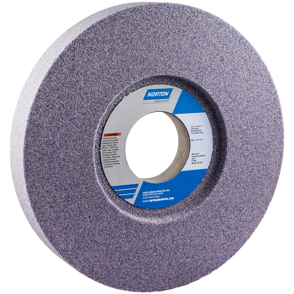 Norton - 12" Diam x 3" Hole x 1-1/2" Thick, I Hardness, 46 Grit Surface Grinding Wheel - Best Tool & Supply