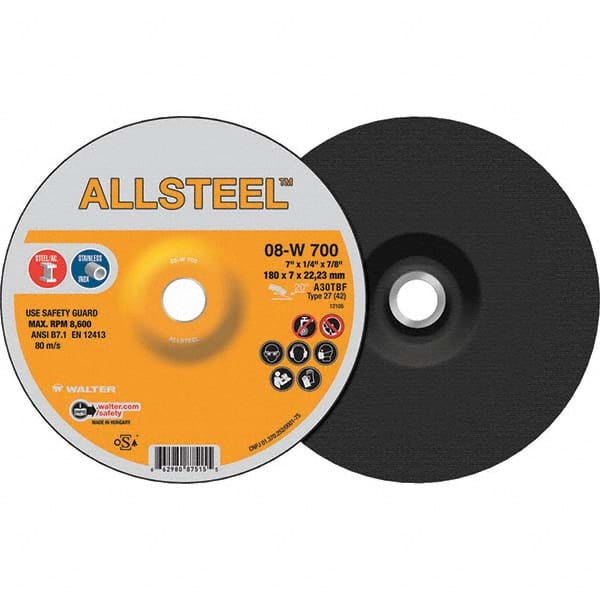 WALTER Surface Technologies - Depressed-Center Wheels Wheel Diameter (Inch): 7 Wheel Thickness (Inch): 1/4 - Best Tool & Supply