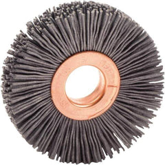 Weiler - 2" OD, 1/2" Arbor Hole, Nylon Wheel Brush - 3/8" Face Width, 1/2" Trim Length, 0.022" Filament Diam, 10,000 RPM - Best Tool & Supply