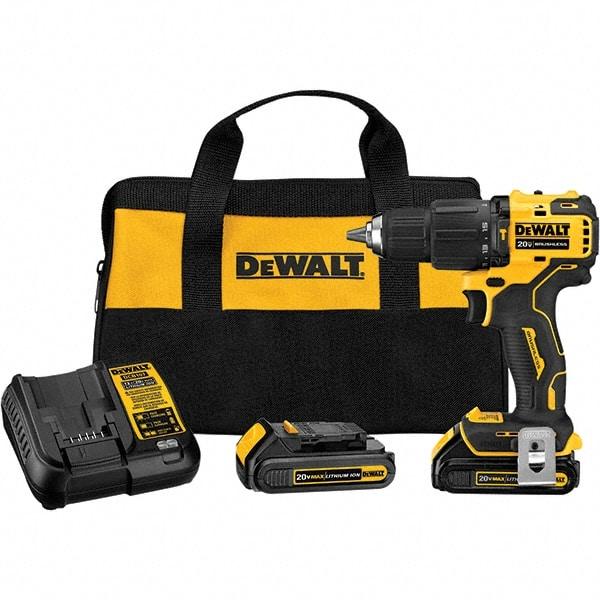 DeWALT - 20 Volt 1/2" Plastic Ratcheting Chuck Cordless Hammer Drill - 28500 BPM, 1650 RPM, Reversible - Best Tool & Supply