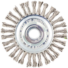 Norton - 4" OD, 5/8-11 Arbor Hole, Stringer Bead Twist Knot Stainless Steel Wheel Brush - Best Tool & Supply