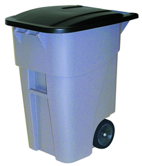50 Gallon Brute Rollout Containter with Lid. Heavy-duty, 8" wheels - Best Tool & Supply