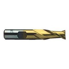 1 Dia. x 3-3/4 Overall Length 2-Flute Square End High Speed Steel SE End Mill-Round Shank-Center Cut-TiN - Best Tool & Supply