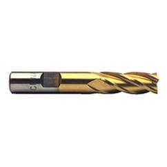 1/2 Dia. x 3-1/4 Overall Length 4-Flute Square End High Speed Steel SE End Mill-Round Shank--TiN - Best Tool & Supply