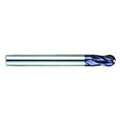 1/8" Dia. - 2-3/4" OAL - AlTiN CBD-Ball Nose HP End Mill-4 FL - Best Tool & Supply