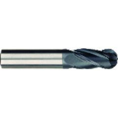 3/8 x 3/8 x 1 x 2-1/2 OAL 4 Flute Ball Nose Carbide End Mill - Round Shank-AlCrN Coated - Best Tool & Supply