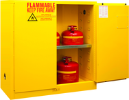 30 Gallon - All Welded - FM Approved - Flammable Safety Cabinet - Manual Doors - 1 Shelf - Safety Yellow - Best Tool & Supply