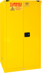 60 Gallon - All Welded - FM Approved - Flammable Safety Cabinet - Self-closing Doors - 2 Shelves - Safety Yellow - Best Tool & Supply