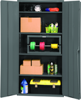 36"W - 16 Gauge - Lockable Cabinet - 4 Adjustable Shelves - Flush Door Style - Gray - Best Tool & Supply