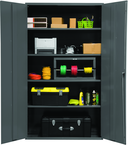 48"W - 16 Gauge - Lockable Shelf Cabinet - 4 Adjustable Shelves - Flush Door Style - Gray - Best Tool & Supply