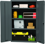 36"W - 16 Gauge - Lockable Shelf Cabinet - 3 Adjustable Shelves - Flush Door Style - Gray - Best Tool & Supply