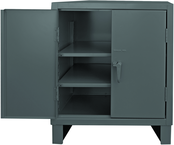 36"W - 14 Gauge - Lockable Shelf Cabinet - 2 Adjustable Shelves - Recessed Door Style - Gray - Best Tool & Supply