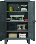 36"W - 14 Gauge - Lockable Shelf Cabinet - 3 Adjustable Shelves - Recessed Door Style - Gray - Best Tool & Supply